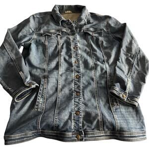 Tribal Jeans Blue Denim Jacket Size XL Snap Closure